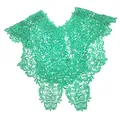 Detailed view of elegant green lace hollow embroidered false collar cape for women - Tops / Green