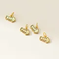 Detailed view of gold-plated fishbone charms with black engraved outlines - Style B Fish (Q0138) / 925 Silver Yellow Gold Plated