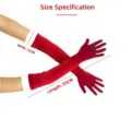 Lange rode fluwelen kersthandschoenen met bontrand en maataanduidingen - Eén maat / Rood