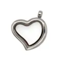 Heart-shaped stainless steel floating locket pendant with clear glass for photos - Irregular Heart Frame Silver Locket