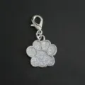 25x27mm silver dog paw pet pendant charm with glitter inlay for DIY personalized jewelry making - Style With Lobster Clasp / Silver