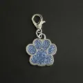 Blue glitter dog paw print charm with silver lobster clasp for DIY jewelry making - Style With Lobster Clasp / Light Blue