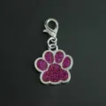 Glittery purple dog paw print charm with lobster clasp closure. - Style With Lobster Clasp / Rose Red