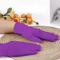 Elegant short purple bridal satin gloves for wedding photography and formal events - One Size / Purple