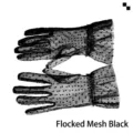 Elegant black polka dot mesh gloves with flocking detail for weddings or summer wear - One Size / Black