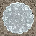 Detailed close-up of vintage round white embroidered lace doily with rose motifs - White / 44# (Six-Petal Flower)