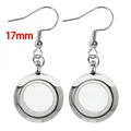 17mm minimalistische silberne runde Glas-Medaillon-Ohrringe für kleine Fotos und Trockenblumen - 17mm / Stahlfarben