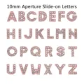 Rose gold zinc alloy 10mm rhinestone alphabet slide letters for DIY jewelry accessories - A-Z Set (26 Pcs/Pack) / Rose Gold Rhinestone