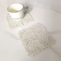 Detailed view of handmade crochet cotton lace coasters with vintage floral patterns - Diameter 13CM / Round Petal Edge Hollow Style (2)