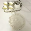 Retro hollow out crochet lace placemat with elegant wave border on marble table - Wavy Lace Style (3#) / Diameter 28cm