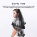 Elegant two-layer black lace bridal veil with floral embroidery for Halloween party - 80cm / Black