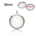 30mm roestvrijstalen floating locket hanger met dubbelzijdig glas voor fotoweergave - Dunne Bovenkap / 30mm / Zilver