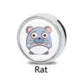 8mm silberner Schiebeanhänger mit niedlichem Cartoon-Ratten-Zodiac für Armbänder - 8mm / Cartoon Maus