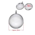 Zwevende glazen medaillon hanger van roestvrij staal in de maten 18 mm en 23 mm - 23mm / Zilver