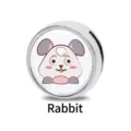 8mm versilberter Schiebe-Charm mit einem niedlichen Cartoon-Hasen-Tierkreiszeichen-Motiv - 8mm / Cartoon Hase