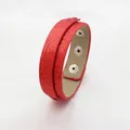 Red sequined double-layer snap bracelet with 8mm DIY accessory slot for personalized styling - 18+8mm / Red