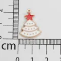 Enamel white Christmas tree pendant with a red star on a centimeter scale background - Christmas Tree (9) / Approx. 2cmx1.5cm / Light Gold with Red and White