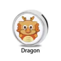 Individueller 8mm Edelstahl-Schiebe-Charm mit niedlicher Drachen-Tierkreis-Illustration - 8mm / Cartoon Drache