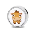8mm Edelstahl-Schiebeperle mit einem niedlichen Cartoon-Tierkreiszeichen-Pferd-Motiv - 8mm / Cartoon Pferd