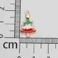 Christmas tree enamel alloy charm pendant with measuring scale - Christmas Tree (11) / Approx. 2cm Height / Light Gold with Red, White and Green