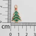 Green enamel Christmas tree charm in gold alloy finish for DIY jewelry making - Christmas Tree (12) / Approx. 2.2cmx1.4cm / Light Gold with Green and Red