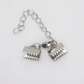 Embouts de ruban métalliques argentés avec chaîne d'extension pour bricolage - Ensemble de Pinces à Ruban / 8mm / Argent