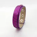 Adjustable purple glitter sequin double-layer wristband featuring metallic snap fasteners - 18+8mm / Deep purple