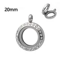 20mm stainless steel magnetic glass locket pendant with rhinestones - Magnetic Rhinestone Style / 20mm / Steel