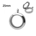 Exquisite 25mm stainless steel circular glass floating locket with magnetic closure - Magnetic Polished Style / 25mm / Steel