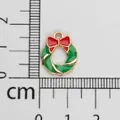Christmas wreath alloy pendant with green enamel and red bow detail for DIY jewelry - Wreath (17) / Approx. 1.5cm / Light Gold with Red and Green