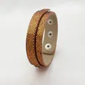 Metallic orange sequin scale pattern double-layer wristband featuring three silver snap buttons - 18+8mm / Orange