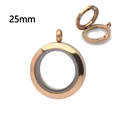Rose gold stainless steel 25mm magnetic glass locket pendant for jewelry making - Magnetic Polished Style / 25mm / Rose Gold