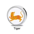 8mm kreisförmiges Metall-Anhänger-Zubehör mit traditionellem Tiger-Muster - 8mm / Scherenschnitt Tiger