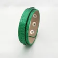 Green sequin double-layer wrap bracelet for 8mm DIY slide charms, snap button closure. - 18+8mm / Dark Green