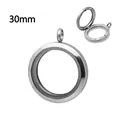 Exquisite 30mm stainless steel magnetic glass locket pendant with silver finish - Magnetic Polished Style / 30mm / Steel