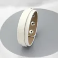 White glitter double layer leather wristband charm strap - 18+8mm / White