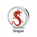 8mm Silber-Charm-Perle mit rotem chinesischen Sternzeichen Drachen für DIY-Armbänder - 8mm / Scherenschnitt Drache
