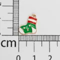 Small Christmas stocking enamel alloy pendant charm for DIY jewelry making shown with ruler - Christmas Sock (20) / Approx. 1.8cmx1.5cm / Light Gold with Red, White and Green
