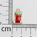 Christmas stocking enamel charm for jewelry making on a centimeter ruler for size reference - Christmas Sock (21) / Style 21 / Light Gold with Red and Green