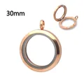 30mm rose gold magnetic stainless steel floating locket with glass panes for jewelry - Magnetic Polished Style / 30mm / Rose Gold