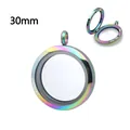 30mm rainbow stainless steel magnetic locket pendant with glass face for jewelry making - Magnetic Polished Style / 30mm / Rainbow