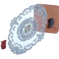 Elegante tovaglia ovale in pizzo con ricamo floreale per decorazioni da tavola europee - Blu