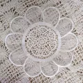 Detailed macro view of delicate white embroidered floral organza coaster for DIY crafts - Style 51# / Diameter 14cm