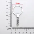 30mm zilveren legering platte sleutelring met korte schakelketting voor koffer DIY-hulp - 30x60mm Legering Platte Ring / Sleutelhanger Ring (DA175)