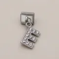 High-quality stainless steel Italian charm bracelet link with rhinestone letter E charm - Letter E / 1 Piece