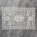 Detailed view of rectangular white lace placemat with intricate floral embroidery - Classic Floral (34#) / 29x45cm / White