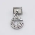 Silver Italian charm bracelet link in stainless steel with crystal letter G pendant - Letter G / 1 Piece