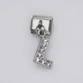 Silver stainless steel Italian charm bracelet link with crystal L letter pendant - Letter L / 1 Piece