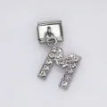 Detailed letter M rhinestone charm for Italian style modular stainless steel link bracelets - Letter M / 1 Piece