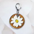 Personalized daisy flower pet ID tag with orange glitter and silver lobster clasp - Lobster Clasp / Orange